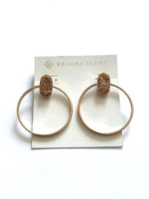🆕 Pendientes de aro Kendra Scott de oro rosa con acento brillante - Moderno elegante Foto 1 de 4