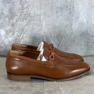 THOMAS & VINE Men's Cognac Leather Finegan Apron Toe Slip-On Loafers SZ 9.5 - Picture 1 of 11