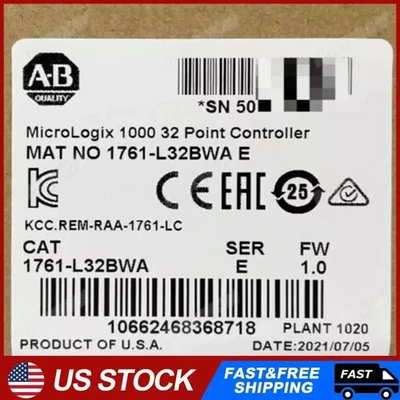 New Allen Bradley 1761-L32BWA MicroLogix1000 32 Point Controller Free Shipping - Image 1 of 4