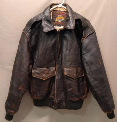 Chaqueta de piloto bombardero de cuero original Adventure Bound de colección para hombre L (C796) Foto 1 de 4