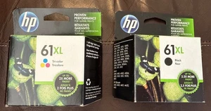 Set 2 HP 61XL High Yield Black & Tri-Color Original Ink Cartridge Sealed Boxes - Picture 1 of 5