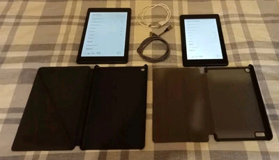  2x Amazon Tablets With 2x Cases And 2x USB Chargers Spare or Repair Bundle  - Image 1 of 4