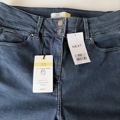 Next Lift Slim & Shape ladies dark blue denim Slim High Rise jeans size 14T UK   - Image 1 of 4