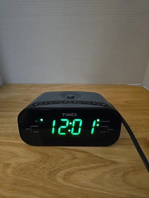 Timex AM/FM Dual Alarm Clock Radio 1.2" Green Display & Line-In Jack - Image 1 of 4