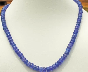 AAA+ Blue Tanzanite Faceted 3-4MM Gemstone Beads Minimalist Women Necklace 18" - Picture 1 of 12