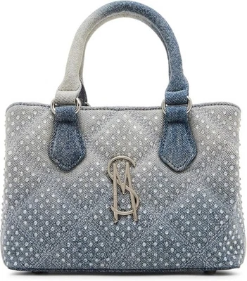 Bolso de Hombro Steve Madden Mickey Estrás Acolchado Denim Desteñido Asa Superior Nuevo con Etiquetas Foto 1 de 4