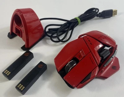 MAD CATZ R.A.T. 9 RAT9 Laser Gaming Maus 2 Akkus Ladestation - Taste teildefekt - Bild 1 von 4