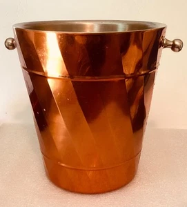 Copper Tone Metal Ice Bucket Handles Hammered Barware Champagne Wine Chiller - Picture 1 of 2