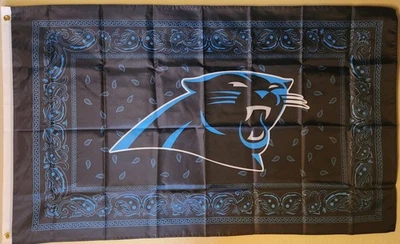 Carolina Panthers Bandana Paisley Bandera 3x5 Pies Con Ojales Fútbol NFL  Foto 1 de 2