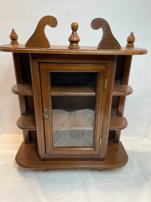 Vintage Miniature Wooden Curio Display Case Cabinet Wall Hanging Table Top - Image 1 of 4