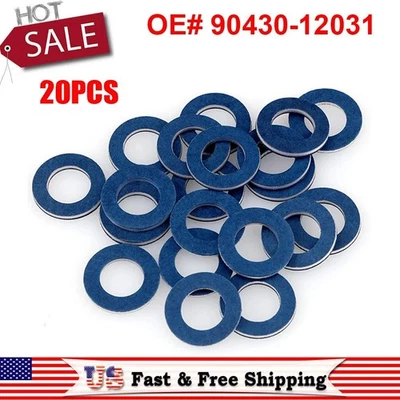 20 PC OIL DRAIN PLUG WASHER OEM BLUE GASKETS (P/N 90430-12031) FITS TOYOTA/LEXUS - Image 1 of 4