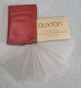 Neu Buxton rot Leder Fan Kartenetui 10 Kunststoff Brieftasche Einsätze für 20 Karten - Bild 1 von 8