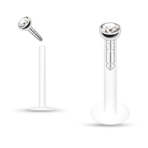 Push-in Labret Monroe with Press Fit Gem Stone 16GA - Picture 1 of 13