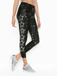 Victoria's Secret Sport 7/8 Estampado Apretado Negro con Brillo Estrellas Polvo de Estrellas H5Y S - Imagen 1 de 3