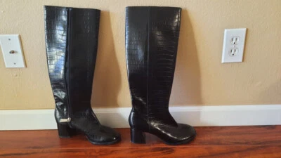 BOTAS ZARA TACÓN ANIMAL PRINT CAÑA ALTA NEGRAS TALLA 36 EU Foto 1 de 4