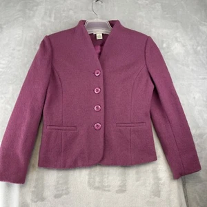 Chaqueta Blazer ORVIS Para Mujer Talla S Púrpura 100% Lana 4 Botones Forrada Sin Cuello - Imagen 1 de 10