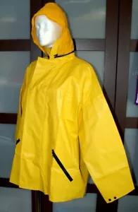 Weich PVC Vintage Regenjacke + Kapuze Regenmantel Regen Mantel Jacke 58 / XXL - Bild 1 von 7