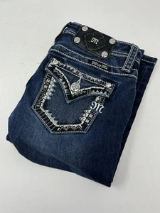 Miss Me Capri Jeans Girls Size 12 Blue Pockets Used Silver Blink Used GH04 - Picture 1 of 6