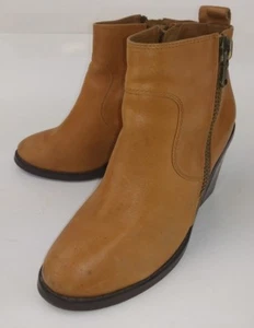 Soles Womens Boots Ankle EU 38 us 8 Brown Leather Double Zip Heels 1533 - Picture 1 of 8