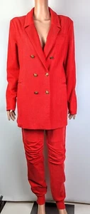 Irregular Exposure Women's Red Double Breasted Two Piece Pants Suit size XL - Picture 1 of 7
