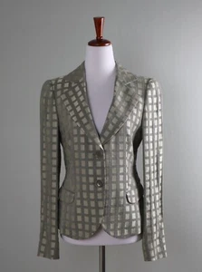 ARMANI COLLEZIONI Le Giorgio $895 Italy Check Print Blazer Jacket Top Size 6 - Picture 1 of 6