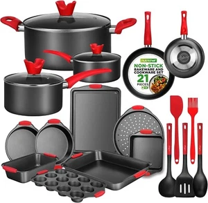 21-Piece Nonstick Cookware & Bakeware Set - Includes Saucepans, Skillets - Picture 1 of 6