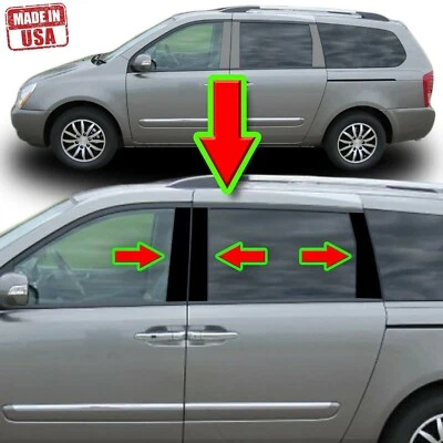 Black Pillar Trim for Kia Sedona 06-13 6pc Set Door Cover Piano Window Post - Image 1 of 4