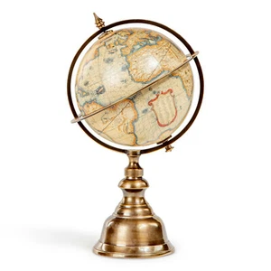 Small Terrestrial Globe Old World Mercator Brass Stand 8.66" Tabletop Desk Decor - Picture 1 of 4