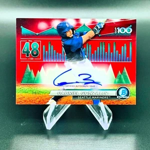 2024 Bowman Chrome GABRIEL GONZALEZ Scouts Top 100 Auto Red Refractor /5 JA391 - Picture 1 of 1