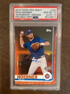 2019 Topps Pro Debut Nico Hoerner Orange Auto #/25 PSA 10 AUTO 10  Pop 1 Rare RC