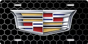 Cadillac Cadi Large Wreath Inspired Art flat Aluminum License Plate Patern look - Foto 1 di 3