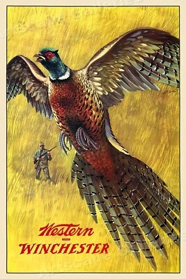1950s Western Winchester Pheasant Hunting Vintage Style Poster - 16x24 - Image 1 of 3