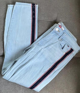 Vintage 1990s 2000s Y2K Tommy Hilfiger Side Stripe Skater Denim Jeans Size 6 - Picture 1 of 4