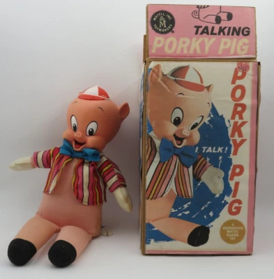 VINTAGE Looney Tunes Talking Porky Pig Doll - Mattel (1964) Toy W/ Repro Box - Image 1 of 4