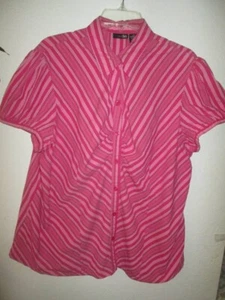 Womens "East 5th" 2X Pink Striped Blouse #575 - Picture 1 of 2