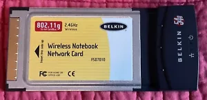 Belkin Wireless Notebook Network Card F5D7010 54 Mbps 2.4GHz PCMCIA - Photo 1/3