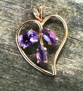 14K Amethyst Herz Anhänger - Bild 1 von 5
