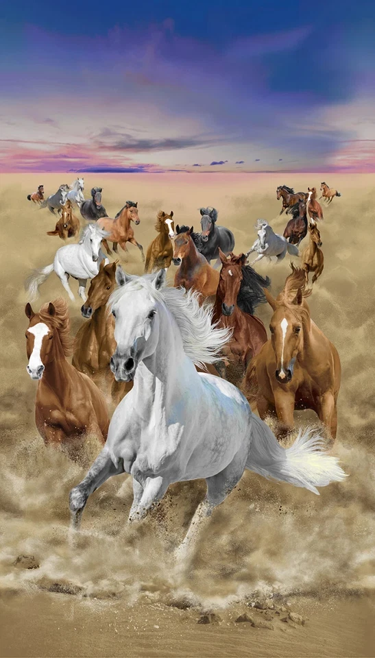 Wild Horses Panel 24" x 44" Timeless Treasures BTY  44 Inches Wide - Image 1 of 1