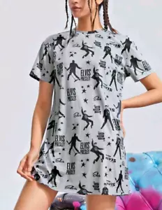 RARE ELVIS PRESLEY T-SHIRT DRESS BRAND NEW WITH TAGS GREY SOLD OUT OFFICIAL ROCK - Imagen 1 de 7