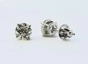 Pendientes de tachuelas de diamantes genuinos cultivados en laboratorio con claridad color G de 1,40 quilates oro 14 K - Imagen 1 de 7