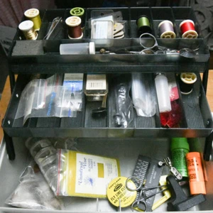 Huge Lot of Fly Tying Accessories in Tackle Box Feathers Thread - Picture 1 of 8