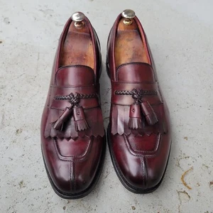 Allen Edmonds Cannondale Tasseled Kilties Loafers Mens 10 D Burgundy Leather - Picture 1 of 9