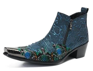 Herren Neu Mode Britische spitze Zehenpartie Reißverschluss Serpentine Stiefeletten Lederschuhe - Bild 1 von 8