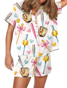 Pajamas for Women Set Soft Button Down Short Sleeve and Shorts Loungewear Set... - Picture 1 of 6