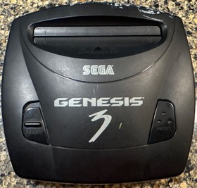 Sega Genesis Model 3 Console AV Cable Power Cord and 6 Button Tested and Working