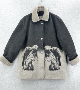 Vintage 80er Gallery Übermantel grau nordisch Eisbär dicke Jacke Taschen groß - Bild 1 von 12