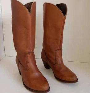 Vintage DEXTER Women's Western Pull-on Boot Size 6M 786821 Cognac Tan Leather - Picture 1 of 14