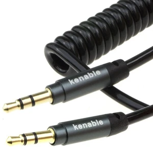 PRO 22AWG COILED 3.5mm Stereo Jack Cable Phone/AUX/Headphone Leads 1m/2m - Picture 1 of 17