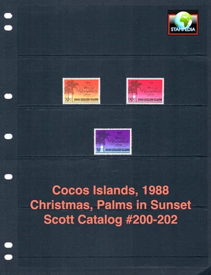 Valor Scott de $5,00 - 1988 COCOS ISL Palmeras Puesta de sol, Navidad CV MNH NH UMM Foto 1 de 4