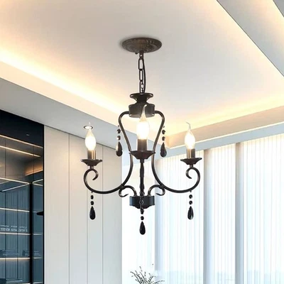 3-Lights Vintage Pendant Light Kitchen Chandelier Lighting Crystal Ceiling Lamp - Image 1 of 4